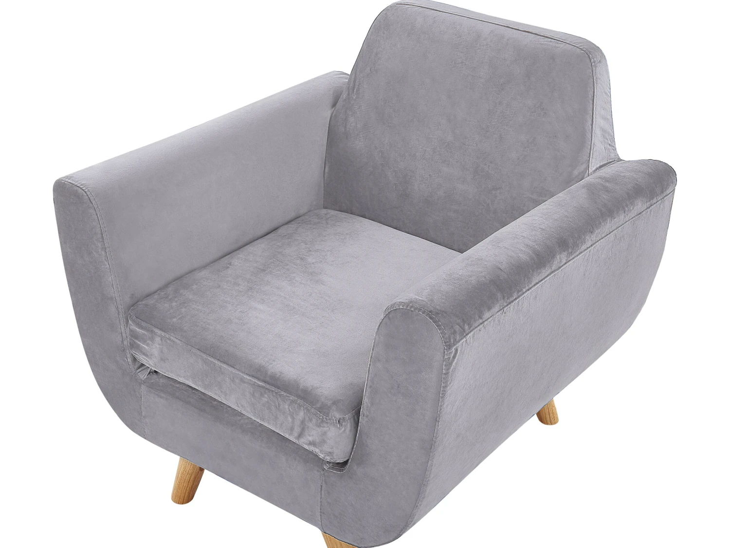 Velvet Armchair With Removable Cover Grey BERNES 8 Velvet Armchair With Removable Cover Grey BERNES - Image 6