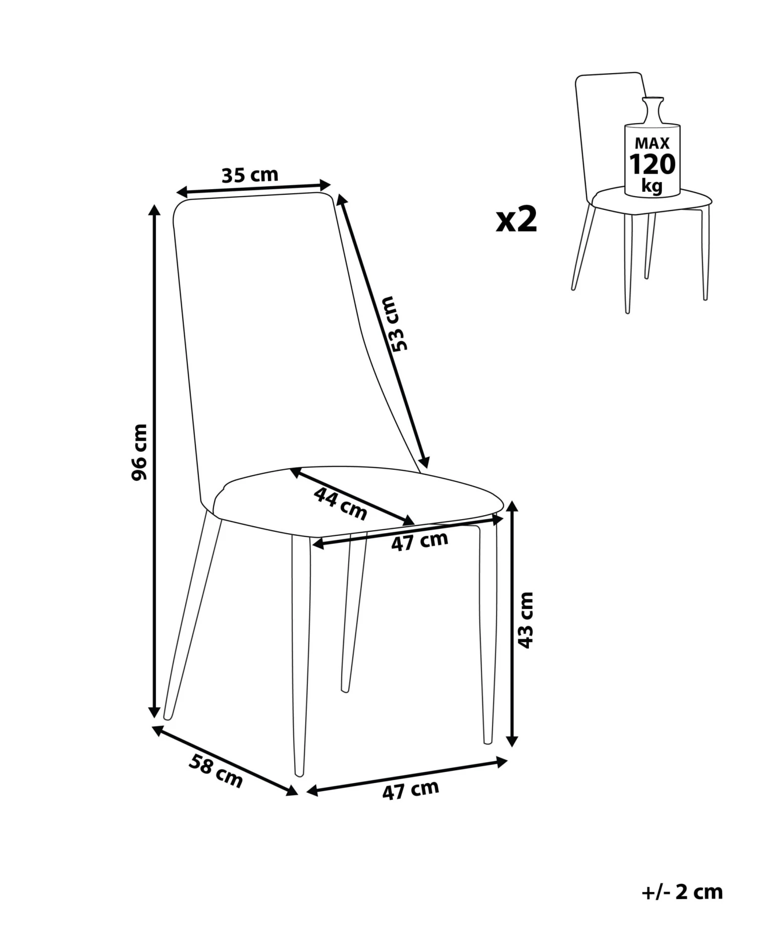 Set Of 2 Faux Leather Dining Chairs Brown CLAYTON - Image 8