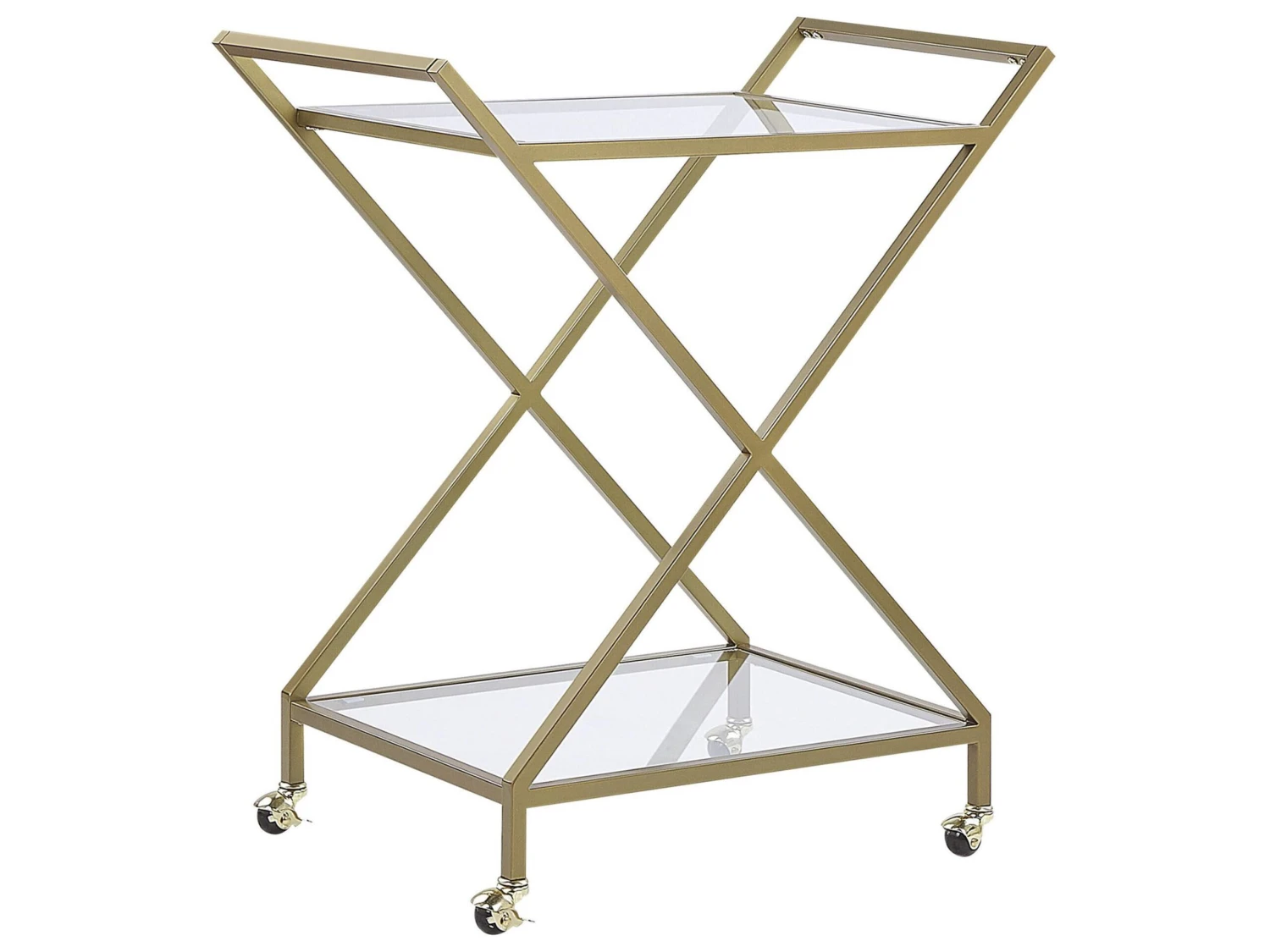 Metal Drinks Trolley With Glass Top Gold IVERA