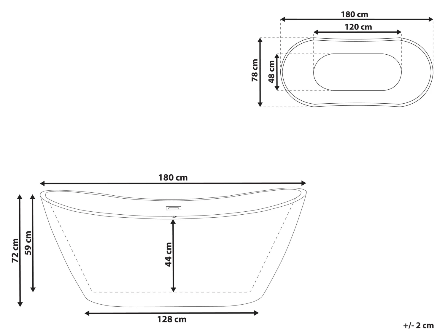 Freestanding Bath Black ANTIGUA Various Sizes - Image 10