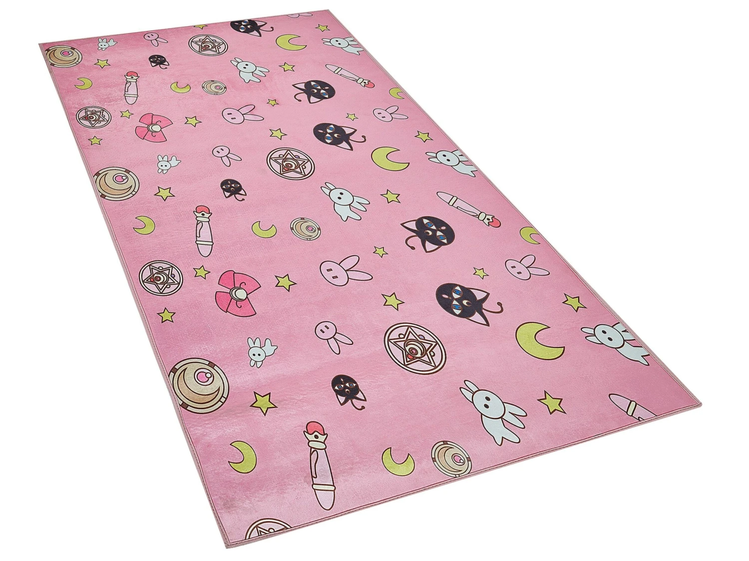 Kids Rug Cartoon Print 80 X 150 Cm Pink GOZLER - Image 3