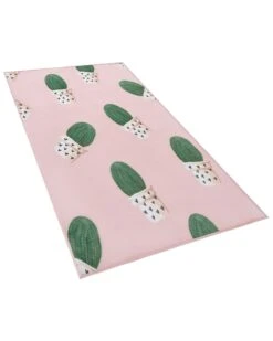 Area Rug Cactus Print 80 X 150 Cm Pink ELDIVAN -Cheap Furniture Store undef src sa picid 798350 type whitesh image