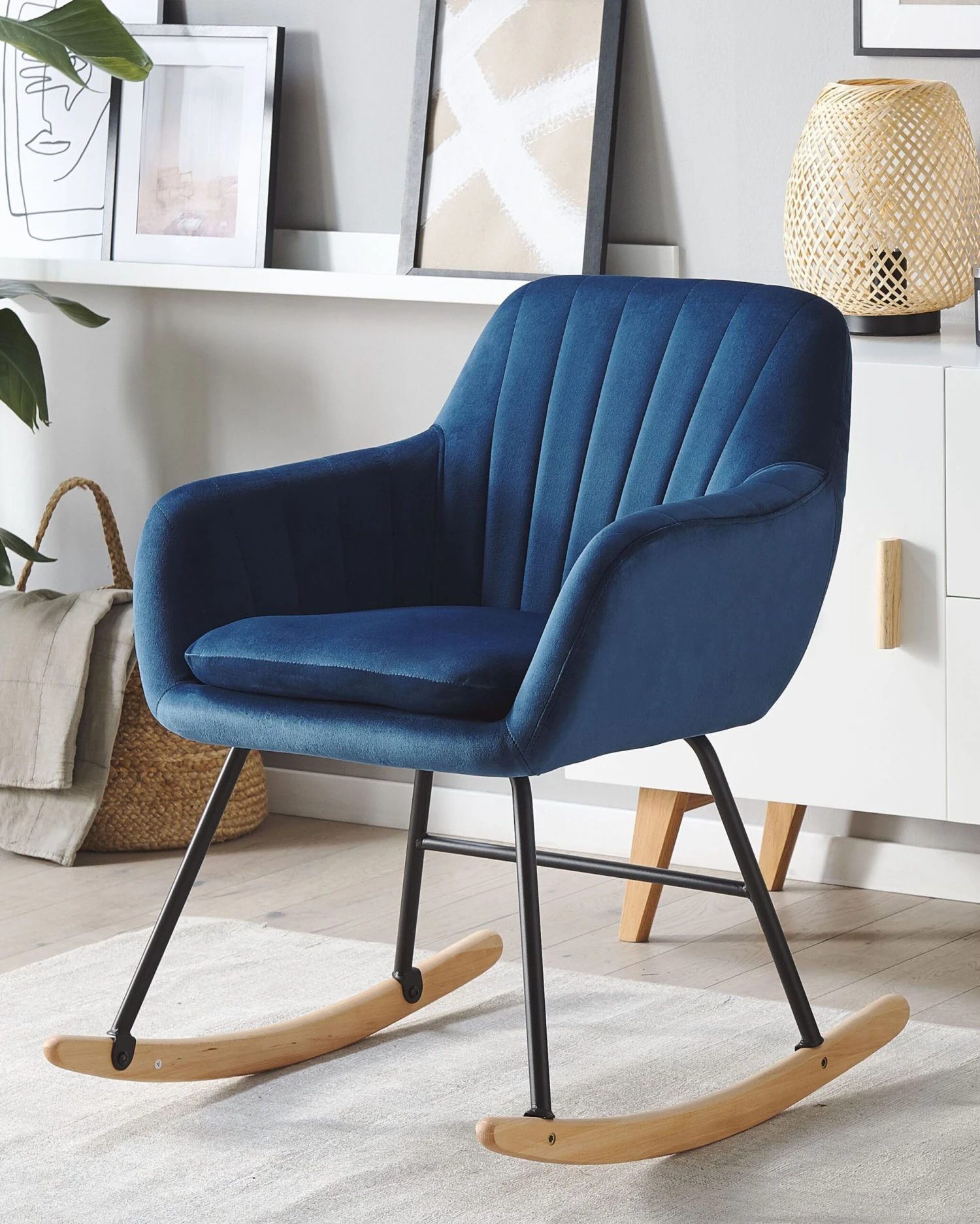 Velvet Rocking Chair Navy Blue LIARUM - Image 2