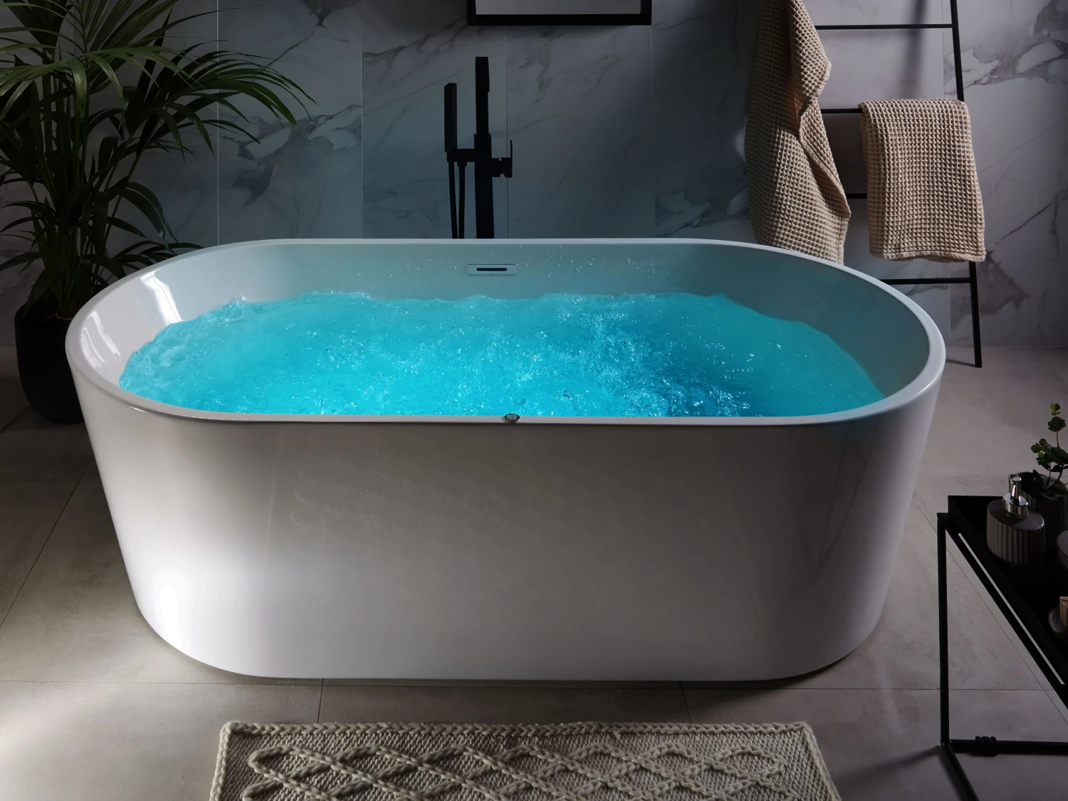 Freestanding Whirlpool Bath With LED 1700 X 800 Mm White HAVANA - Image 3