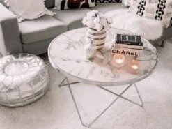 Coffee Table Marble Effect White With Silver MERIDIAN II -Cheap Furniture Store undef src sa picid 801277 type whitesh image