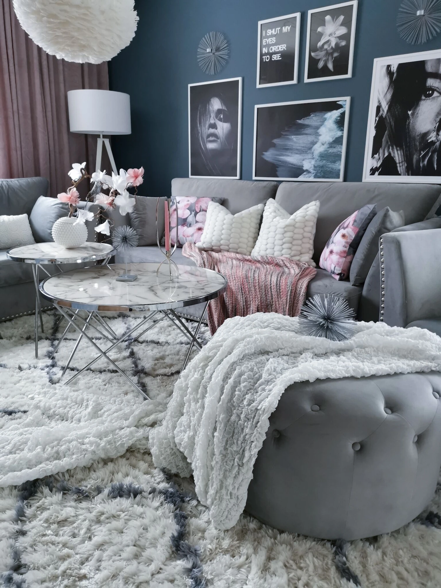 Coffee Table Marble Effect White With Silver MERIDIAN II - Image 10