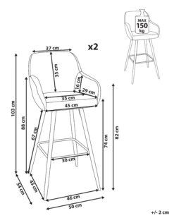 Set Of 2 Fabric Bar Chairs Brown DARIEN -Cheap Furniture Store undef src sa picid 802494 type whitesh image
