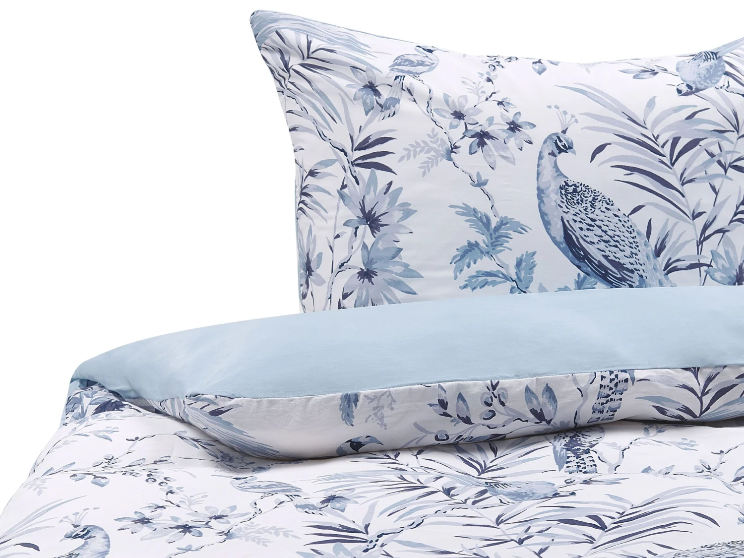 Cotton Duvet Cover Set Floral Pattern White And Blue BALLARD Various Sizes
