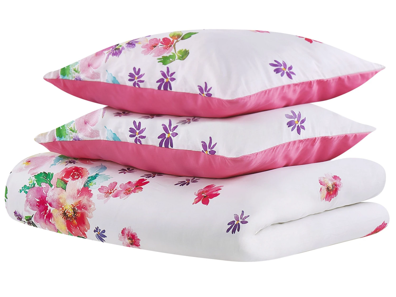 Cotton Duvet Cover Set Floral Pattern White And Pink LARYNHILL Various Sizes - Image 5