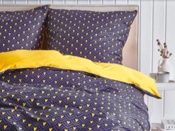 Cotton Duvet Cover Set Chevron Pattern Dark Blue And Yellow WALLINGFORD Various Sizes -Cheap Furniture Store undef src sa picid 803128 type whitesh image