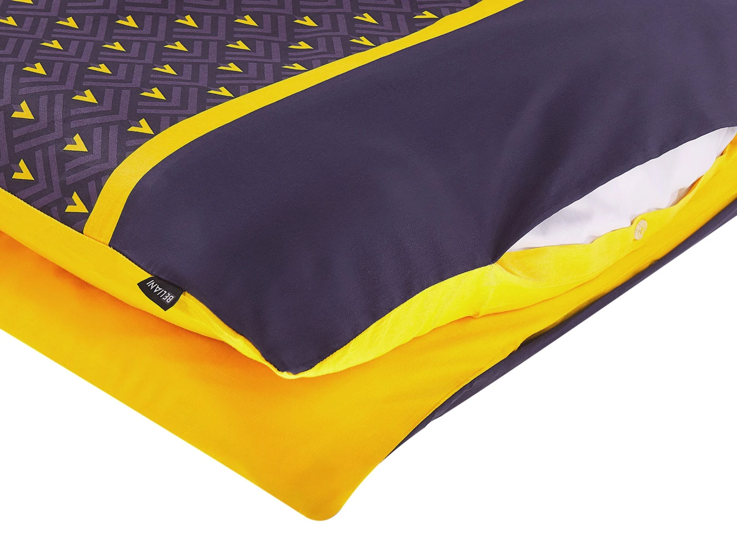 Cotton Duvet Cover Set Chevron Pattern Dark Blue And Yellow WALLINGFORD Various Sizes - Image 6