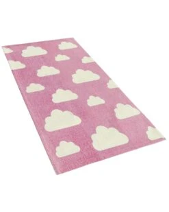 Cotton Kids Rug Cloud Print 60 X 90 Cm Pink GWALIJAR -Cheap Furniture Store undef src sa picid 805181 type whitesh image