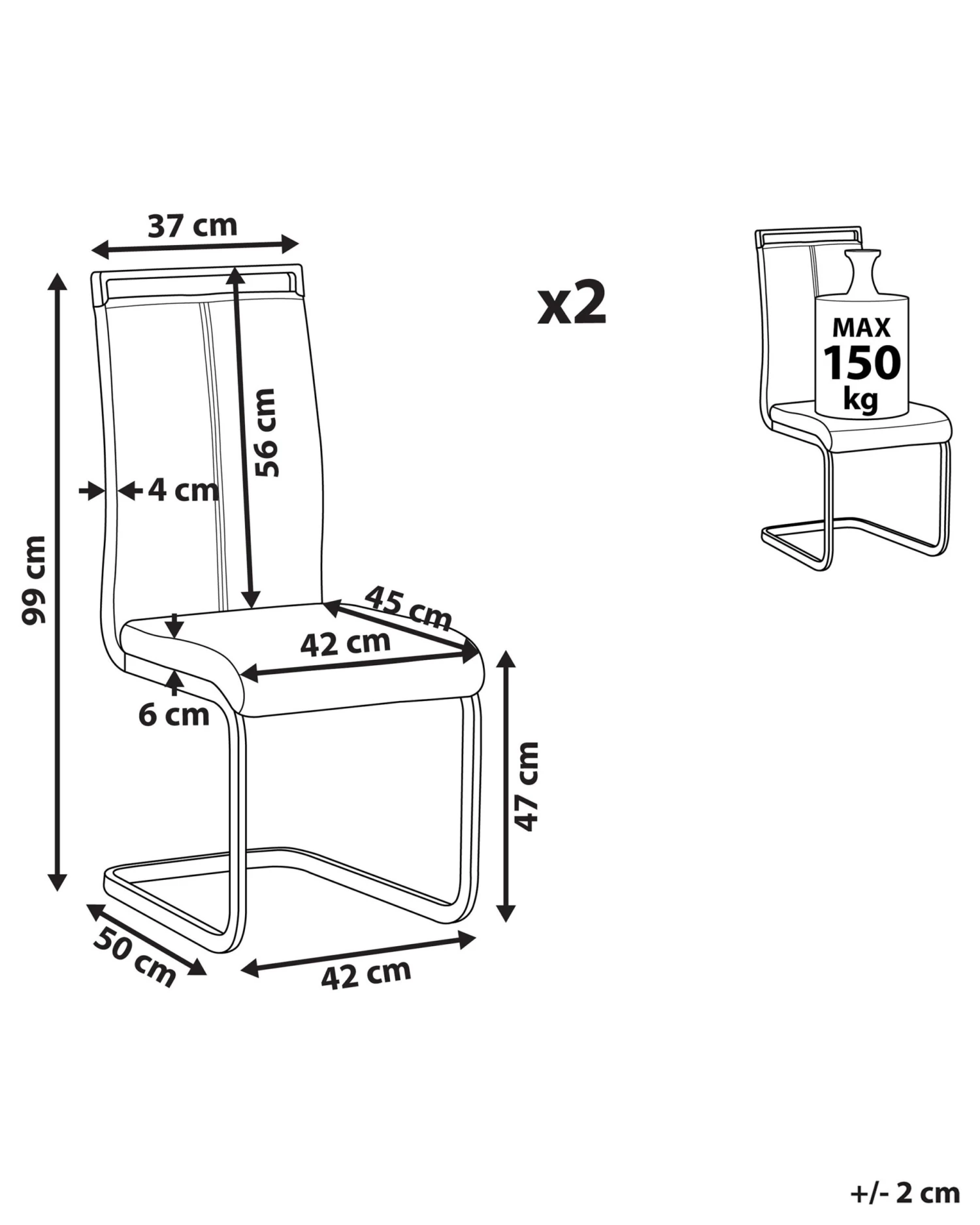 Set Of 2 Faux Leather Dining Chairs Grey GREEDIN - Image 8