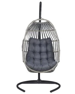 PE Rattan Hanging Chair With Stand Dark Grey SESIA -Cheap Furniture Store undef src sa picid 806047 type whitesh image