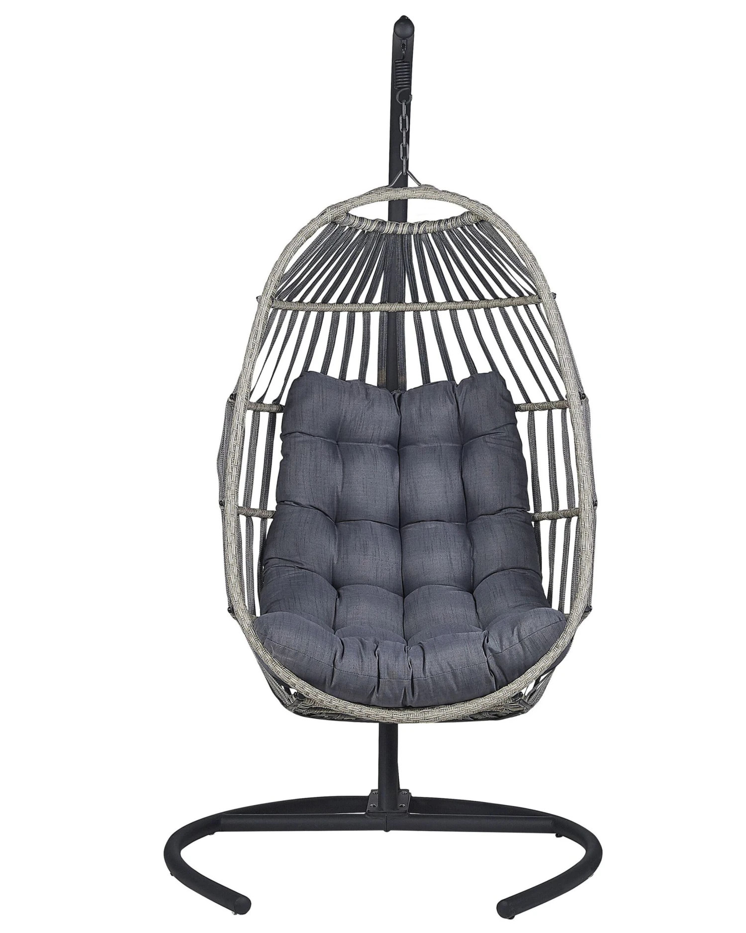 PE Rattan Hanging Chair With Stand Dark Grey SESIA - Image 5