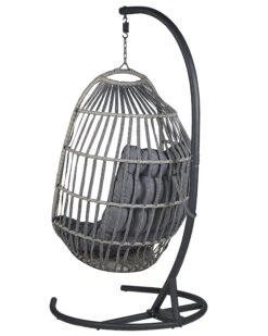 PE Rattan Hanging Chair With Stand Dark Grey SESIA -Cheap Furniture Store undef src sa picid 806049 type whitesh image