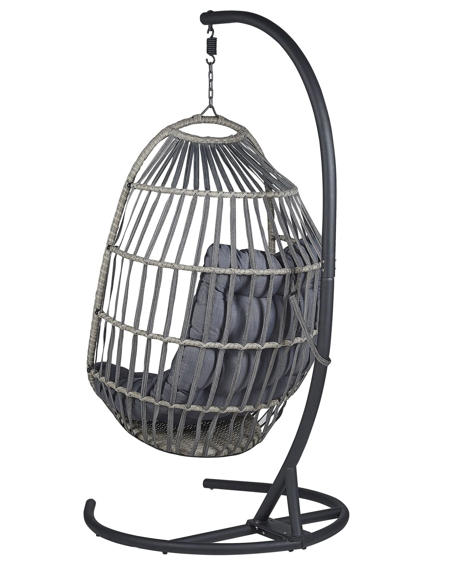 PE Rattan Hanging Chair With Stand Dark Grey SESIA - Image 6
