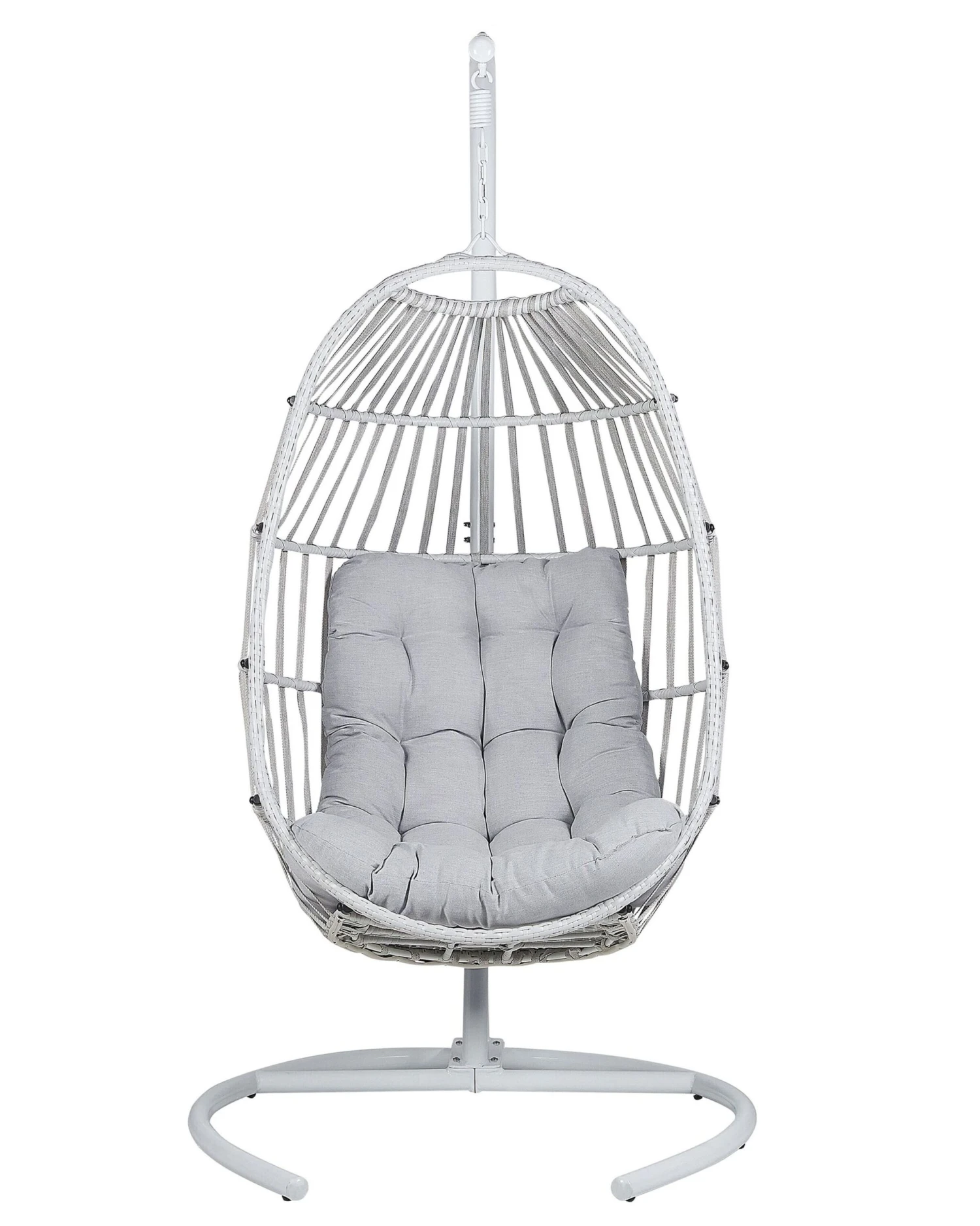 PE Rattan Hanging Chair With Stand Light Grey SESIA - Image 6