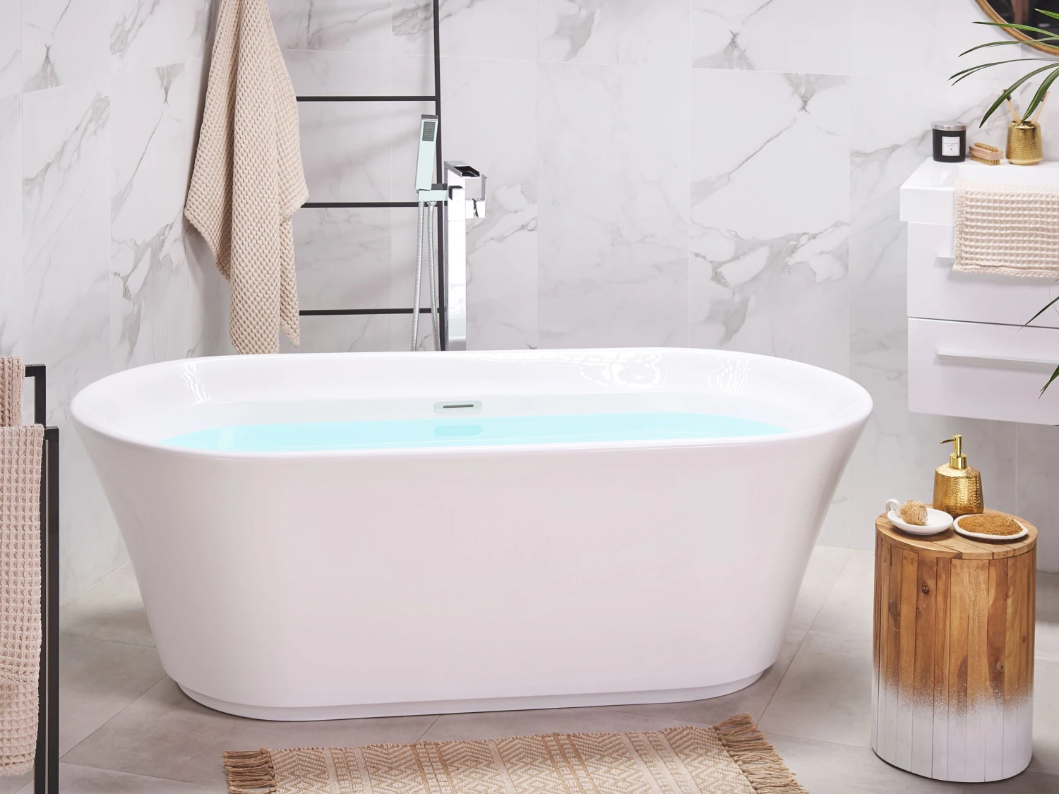 Freestanding Bath 1700 X 800 Mm White OVALLE 4 Freestanding Bath 1700 X 800 Mm White OVALLE - Image 2