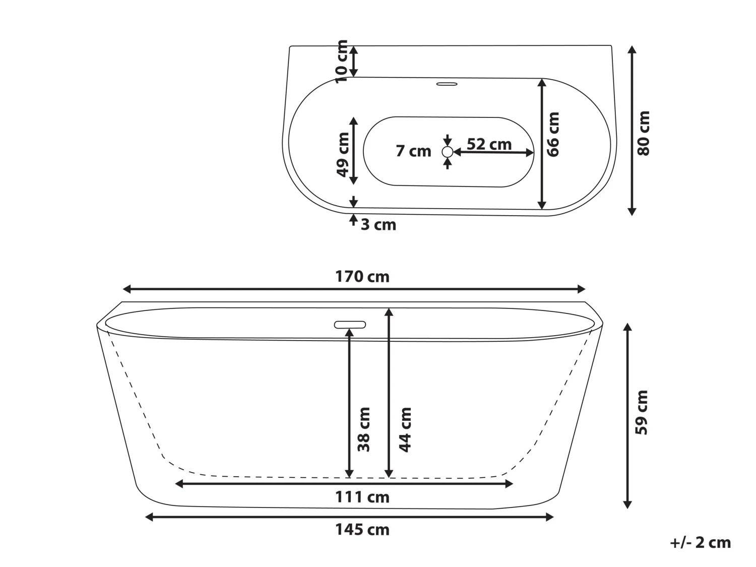 Bath 1700 X 800 Mm White HARVEY - Image 10