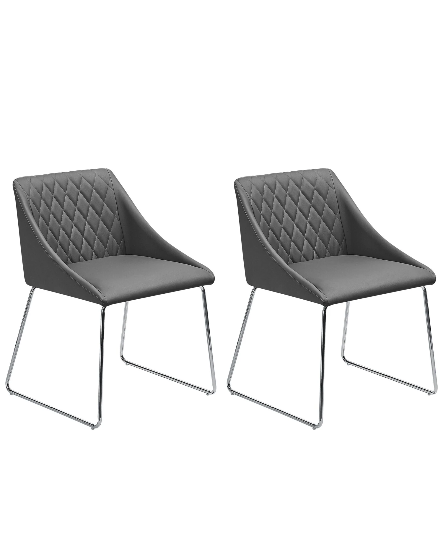 Set Of 2 Dining Chairs Faux Leather Grey ARCATA 3 Set Of 2 Dining Chairs Faux Leather Grey ARCATA
