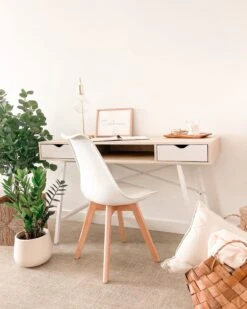 2 Drawer Home Office Desk With Shelf 120 X 48 Cm Light Wood CLARITA -Cheap Furniture Store undef src sa picid 813423 type whitesh image