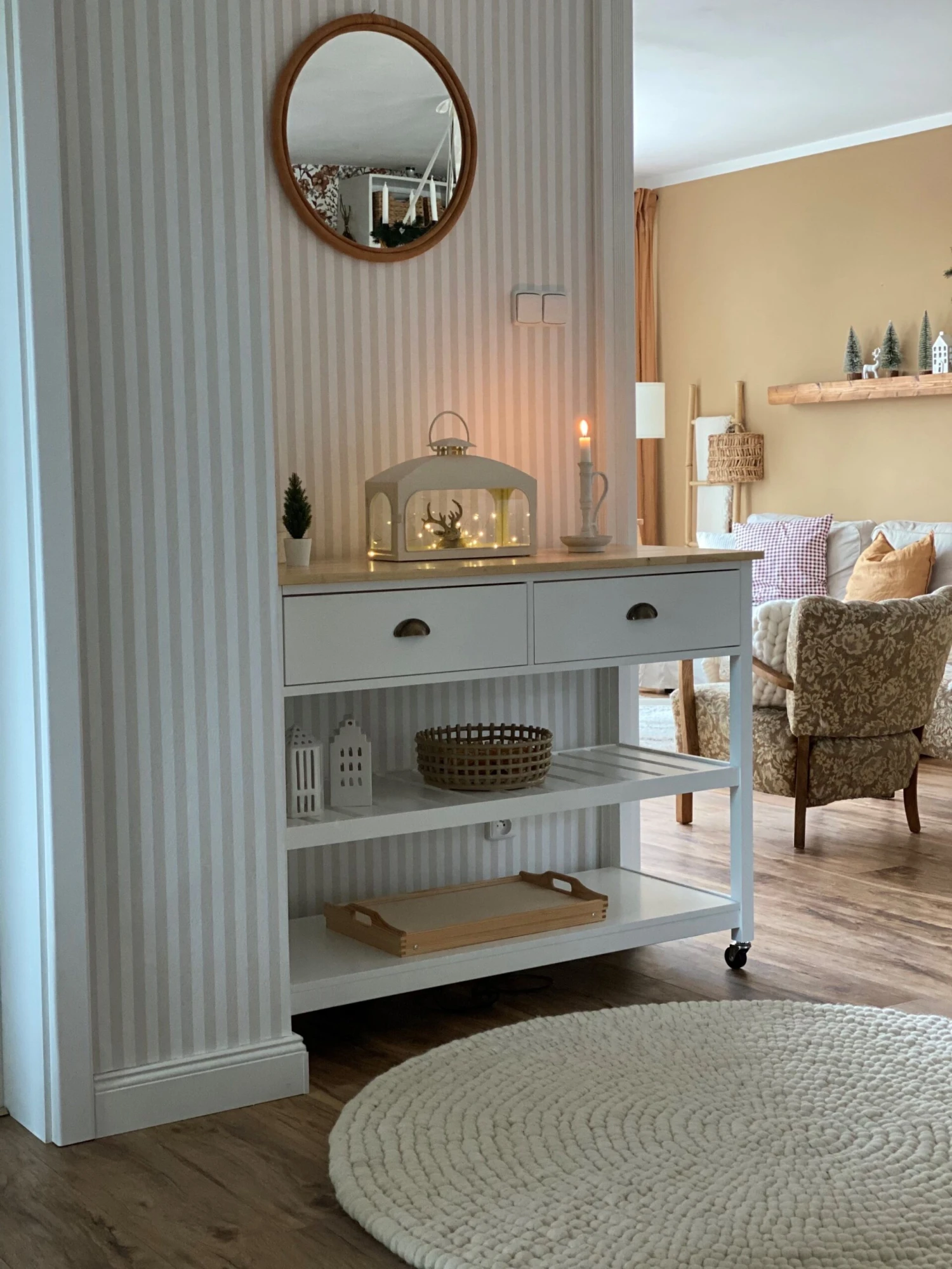 2 Drawer Kitchen Trolley White NAVARINO - Image 3