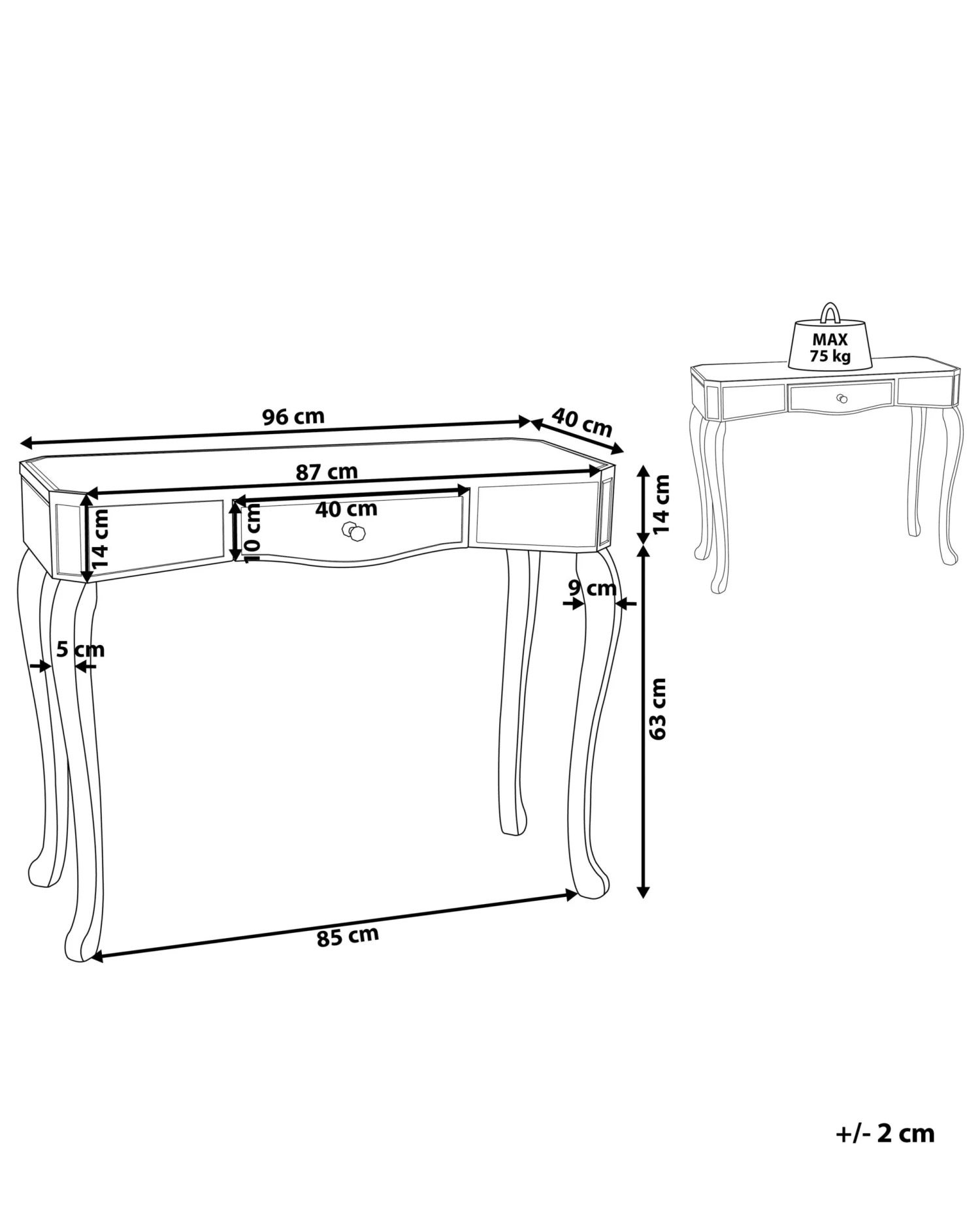 Drawer Console Table Mirror Effect Silver CARCASSONNE 12 Drawer Console Table Mirror Effect Silver CARCASSONNE - Image 10