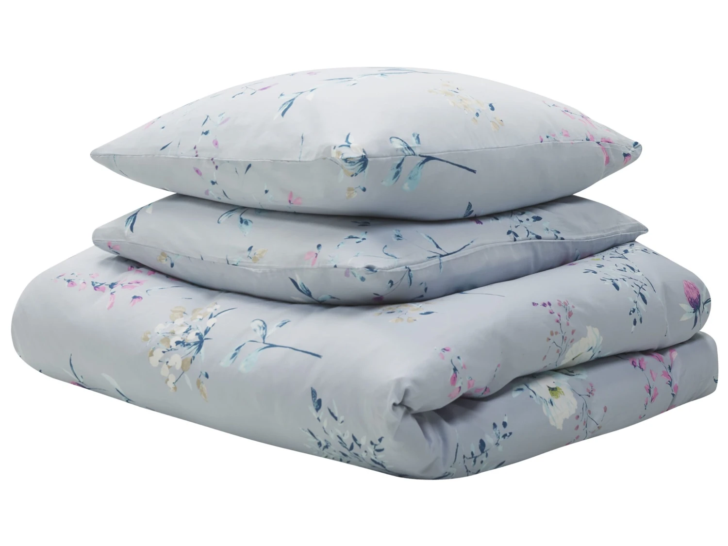 Cotton Duvet Cover Set Flower Pattern Light Blue EVERGREEN Various Sizes - Image 4