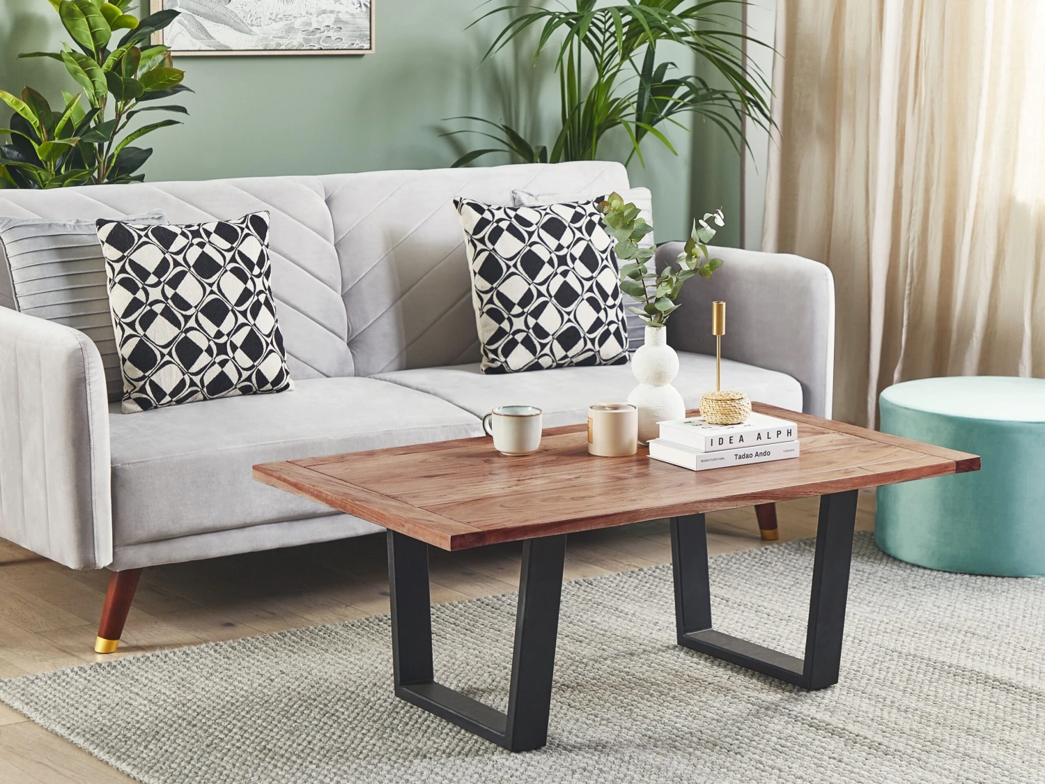 Acacia Coffee Table Light Wood And Black GRENOLA - Image 2