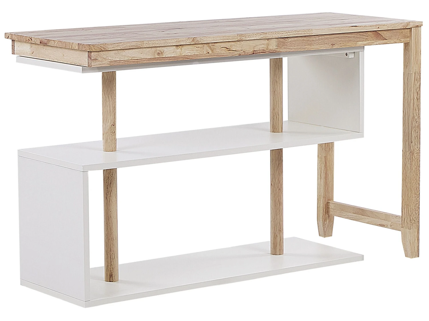 Convertible Desk With Bookshelf 120 X 45 Cm Light Wood And White CHANDLER
