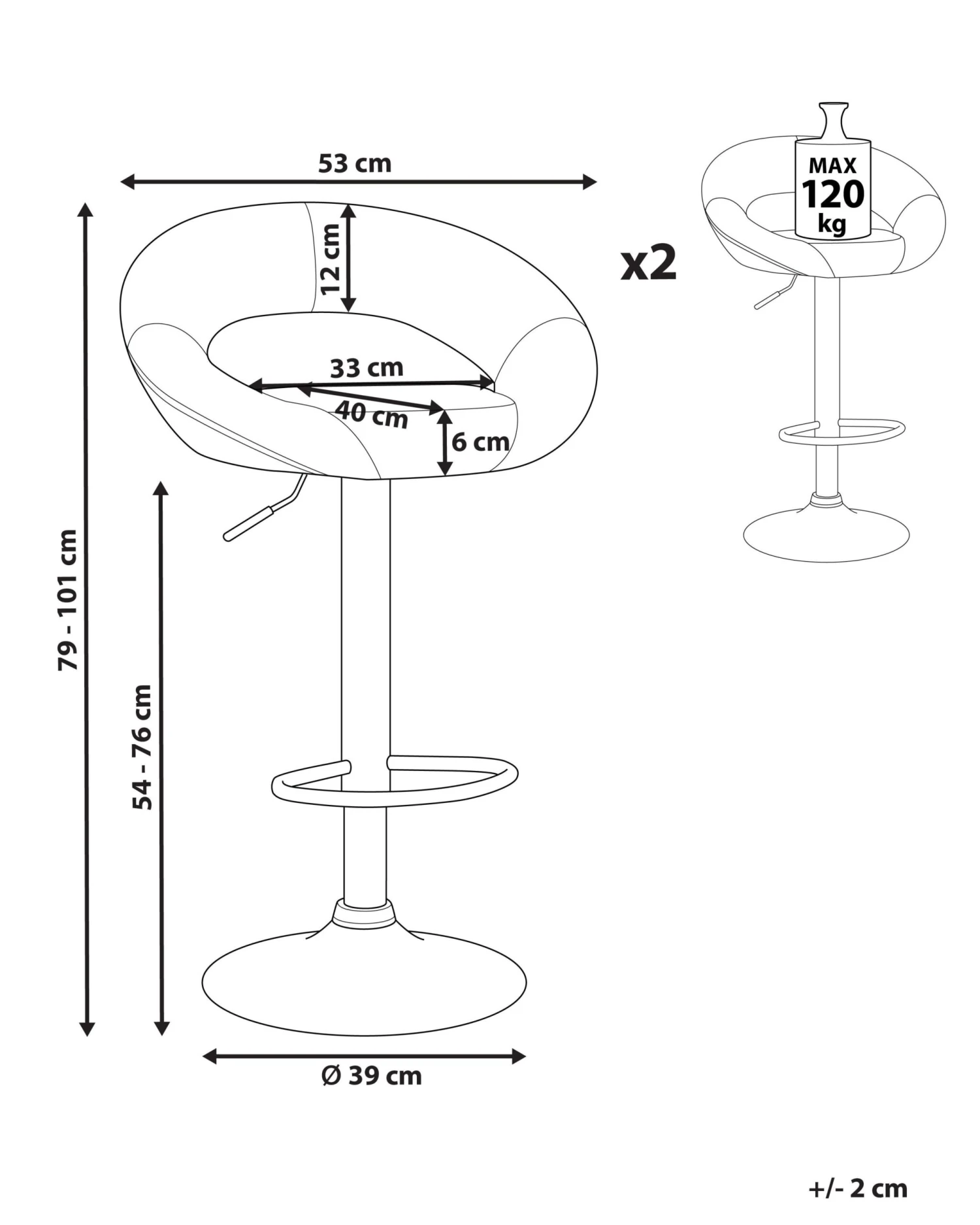 Set Of 2 Faux Leather Swivel Bar Stools White PEORIA - Image 9