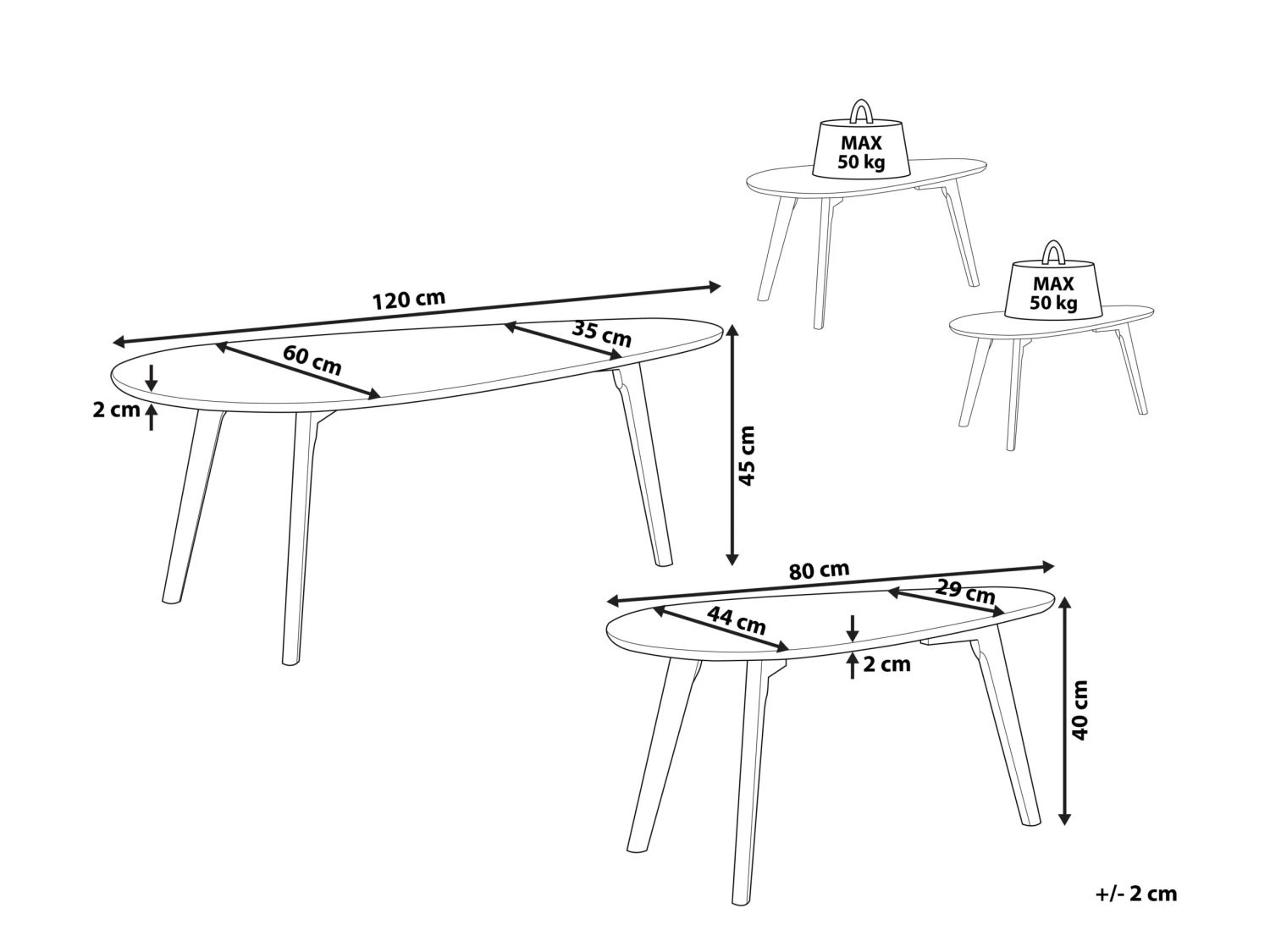 Nest Of 2 Tables Black With Light Wood FLY III 11 Nest Of 2 Tables Black With Light Wood FLY III - Image 9