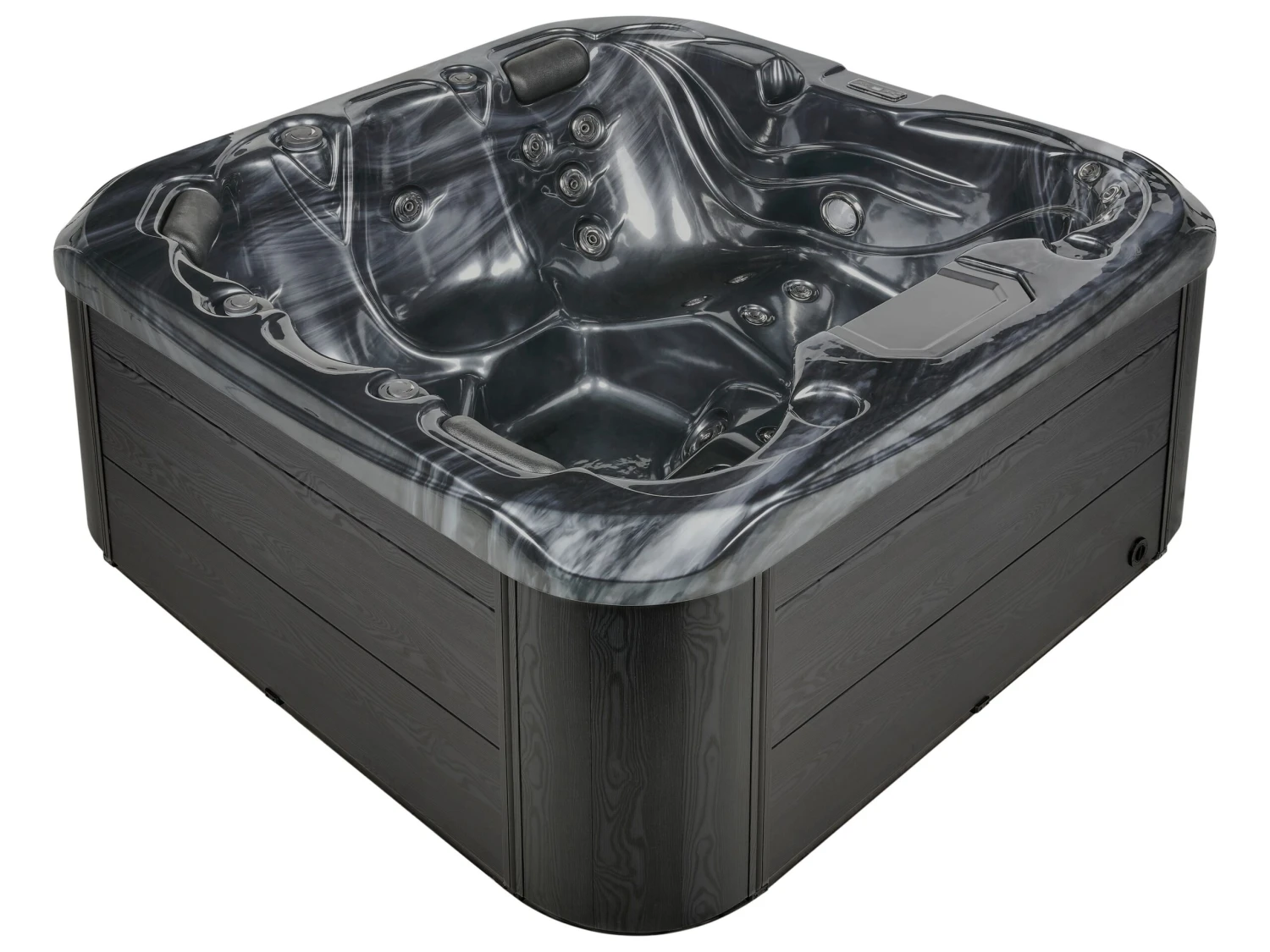 Square Hot Tub With LED Grey LASTARRIA 3 Square Hot Tub With LED Grey LASTARRIA