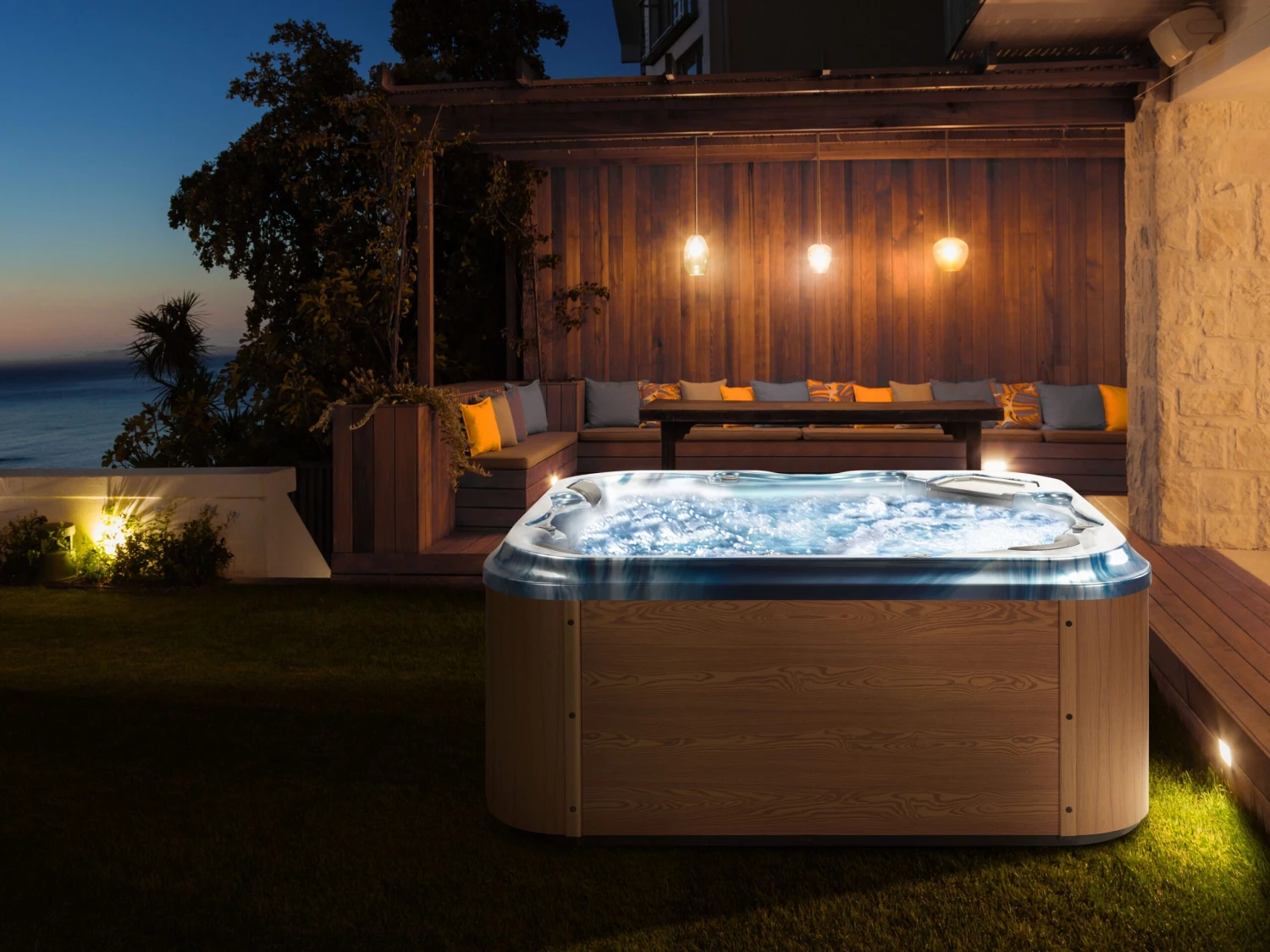 Square Hot Tub With LED Blue TULAROSA - Image 2