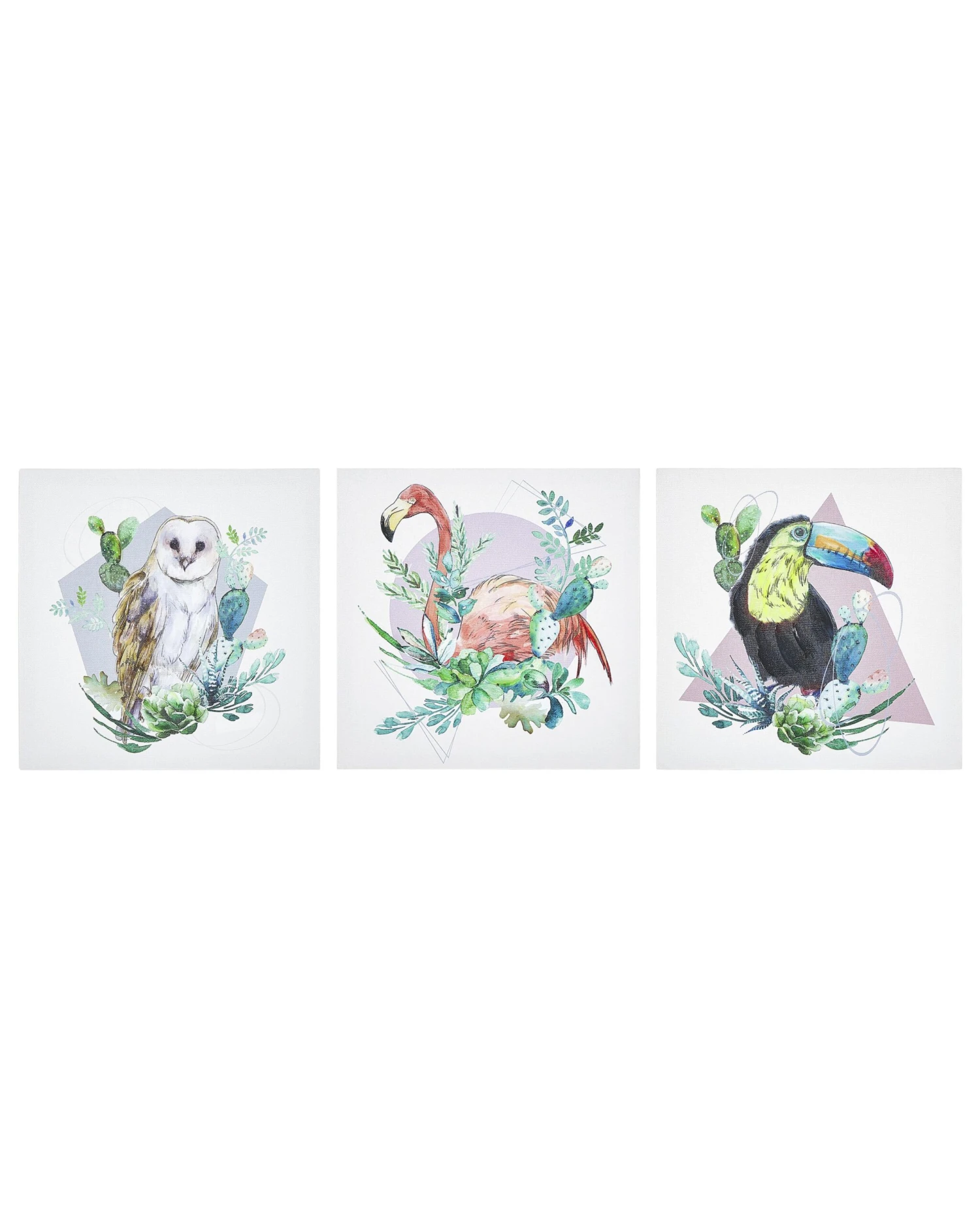 Set Of 3 Animals Canvas Art Prints 30 X 30 Cm Multicolour MENAKA
