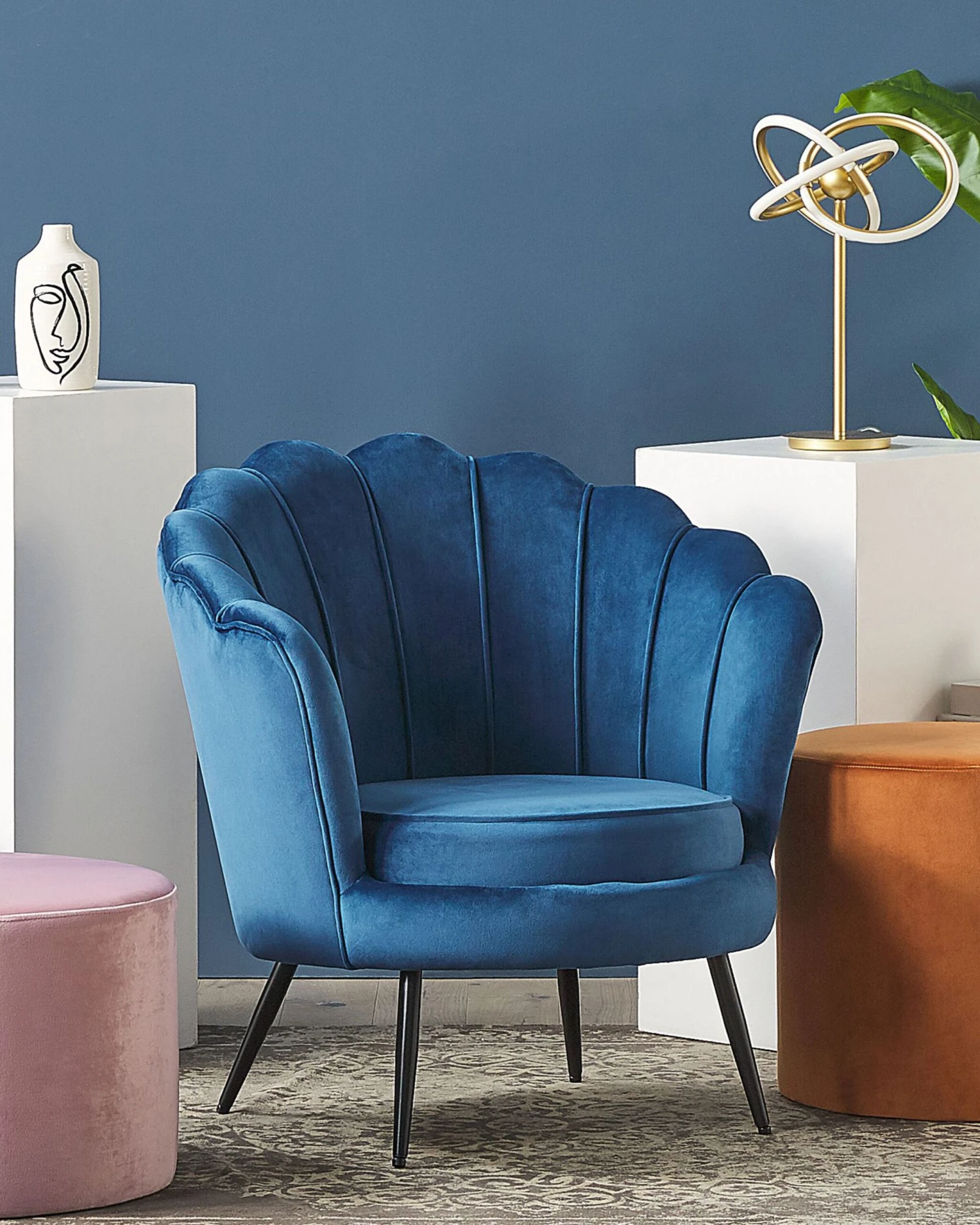 Velvet Armchair Navy Blue LOVIKKA 5 Velvet Armchair Navy Blue LOVIKKA - Image 3