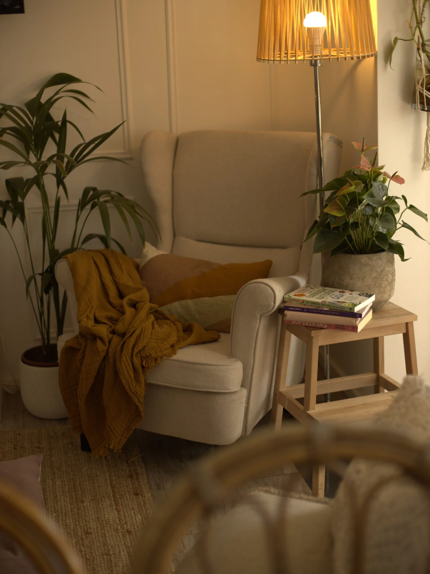 Fabric Wingback Chair Light Beige ABSON - Image 6