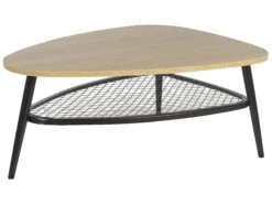 Coffee Table With Shelf Light Wood With Black DORENA