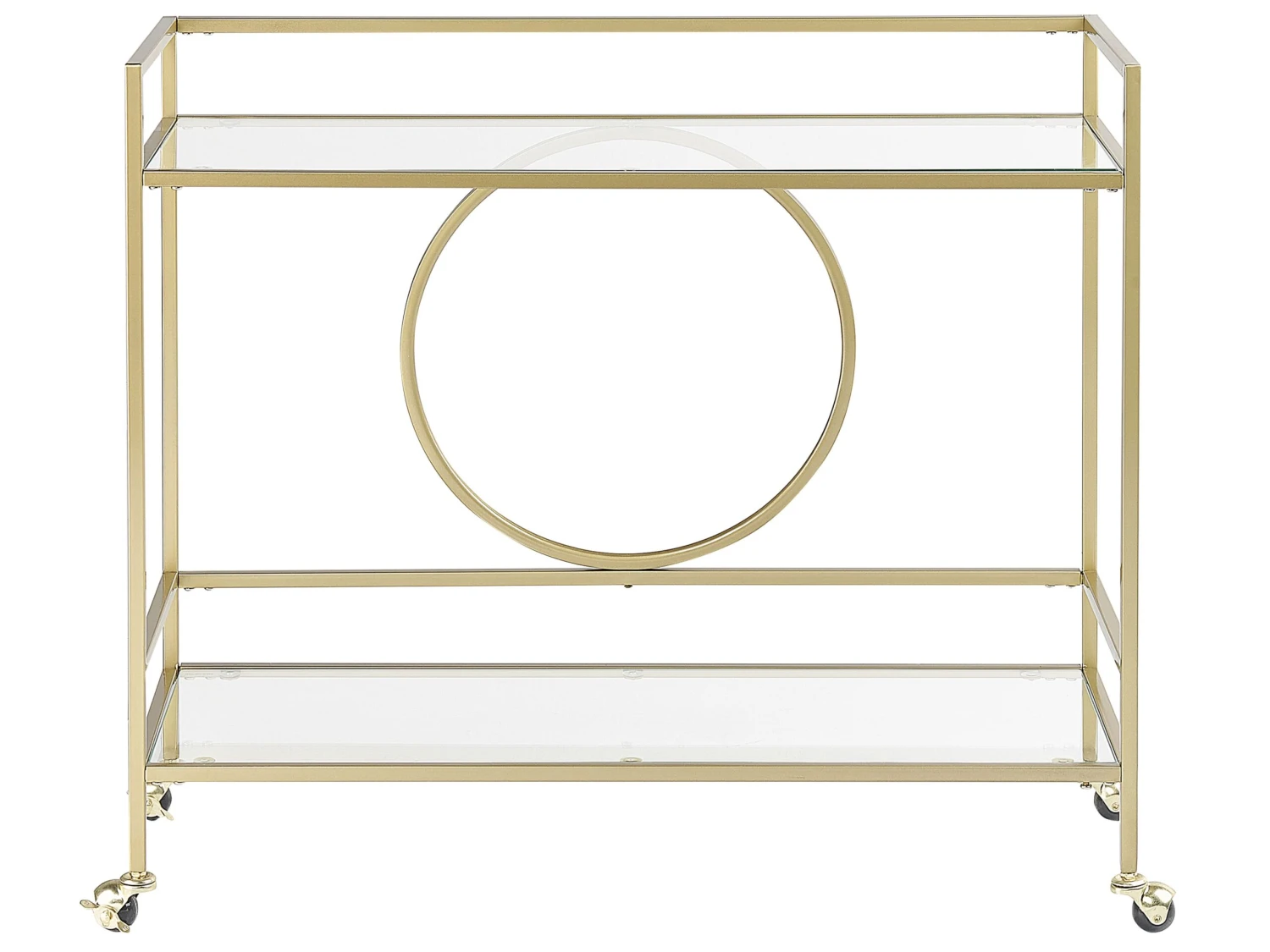 Metal Drinks Trolley With Glass Top Gold KERRY - Image 4