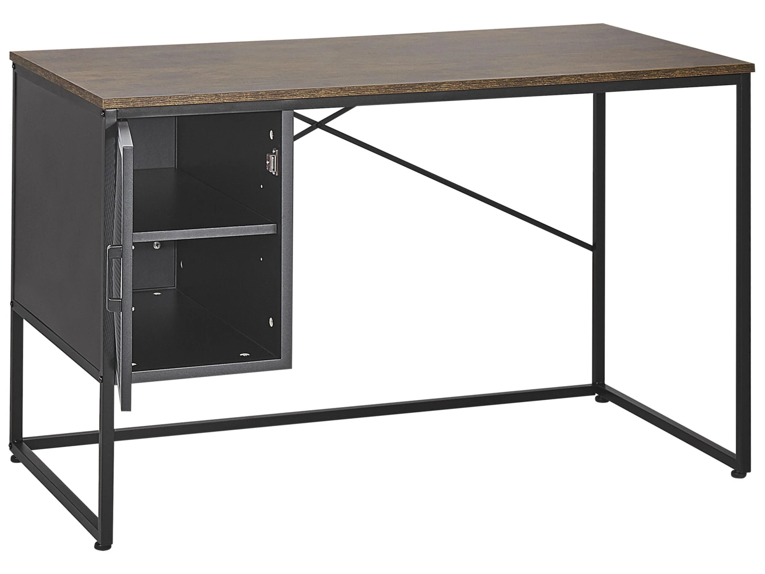 Home Office Desk With Cupboard 118 X 60 Cm Dark Wood With Black VINCE - Image 3