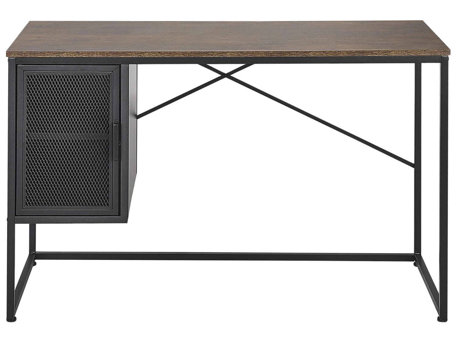 Home Office Desk With Cupboard 118 X 60 Cm Dark Wood With Black VINCE - Image 4