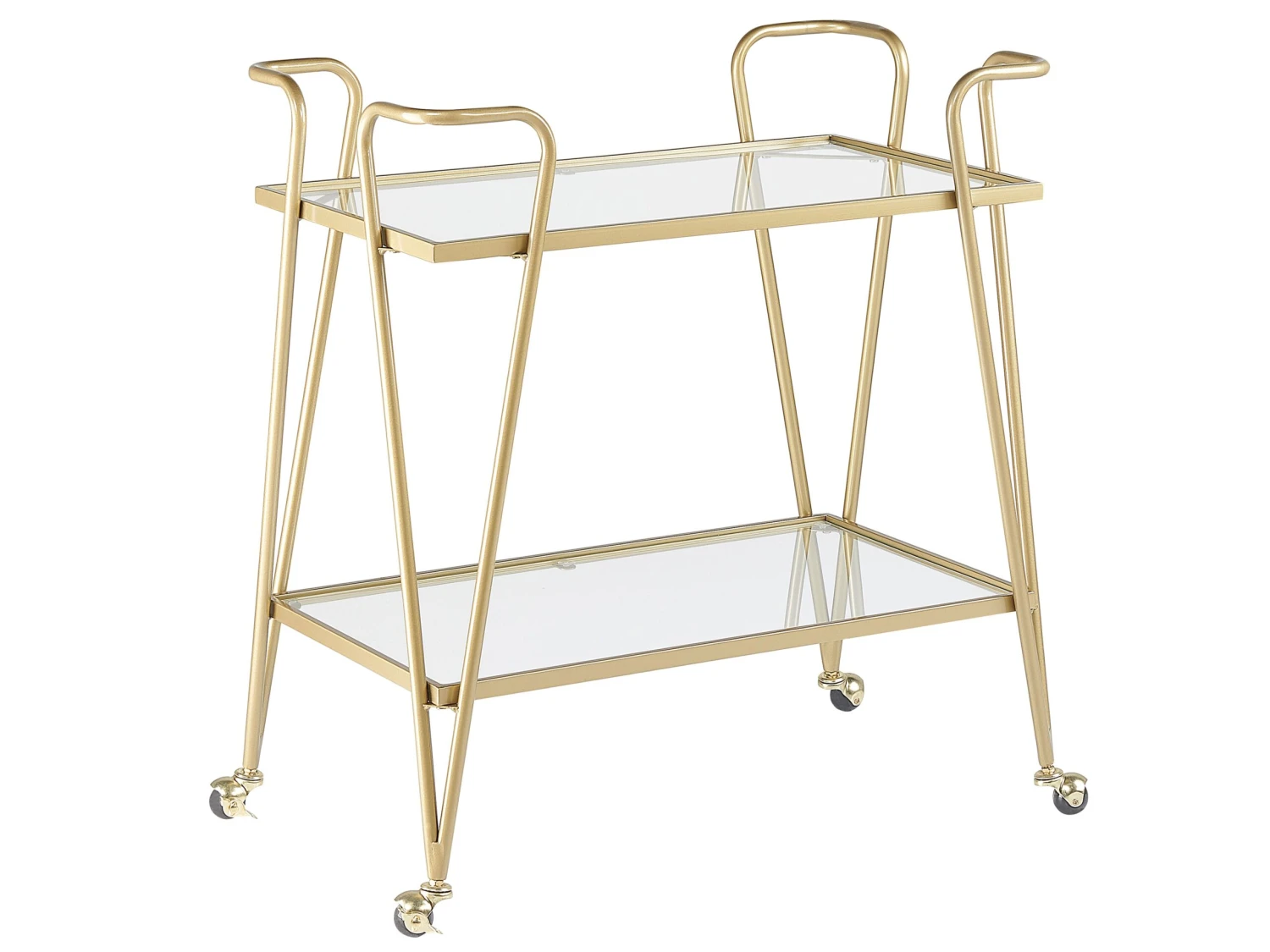 Metal Drinks Trolley With Glass Top Gold NOTI 3 Metal Drinks Trolley With Glass Top Gold NOTI