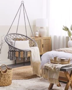 Macrame Hanging Chair Grey GABELLA -Cheap Furniture Store undef src sa picid 821575 type whitesh image