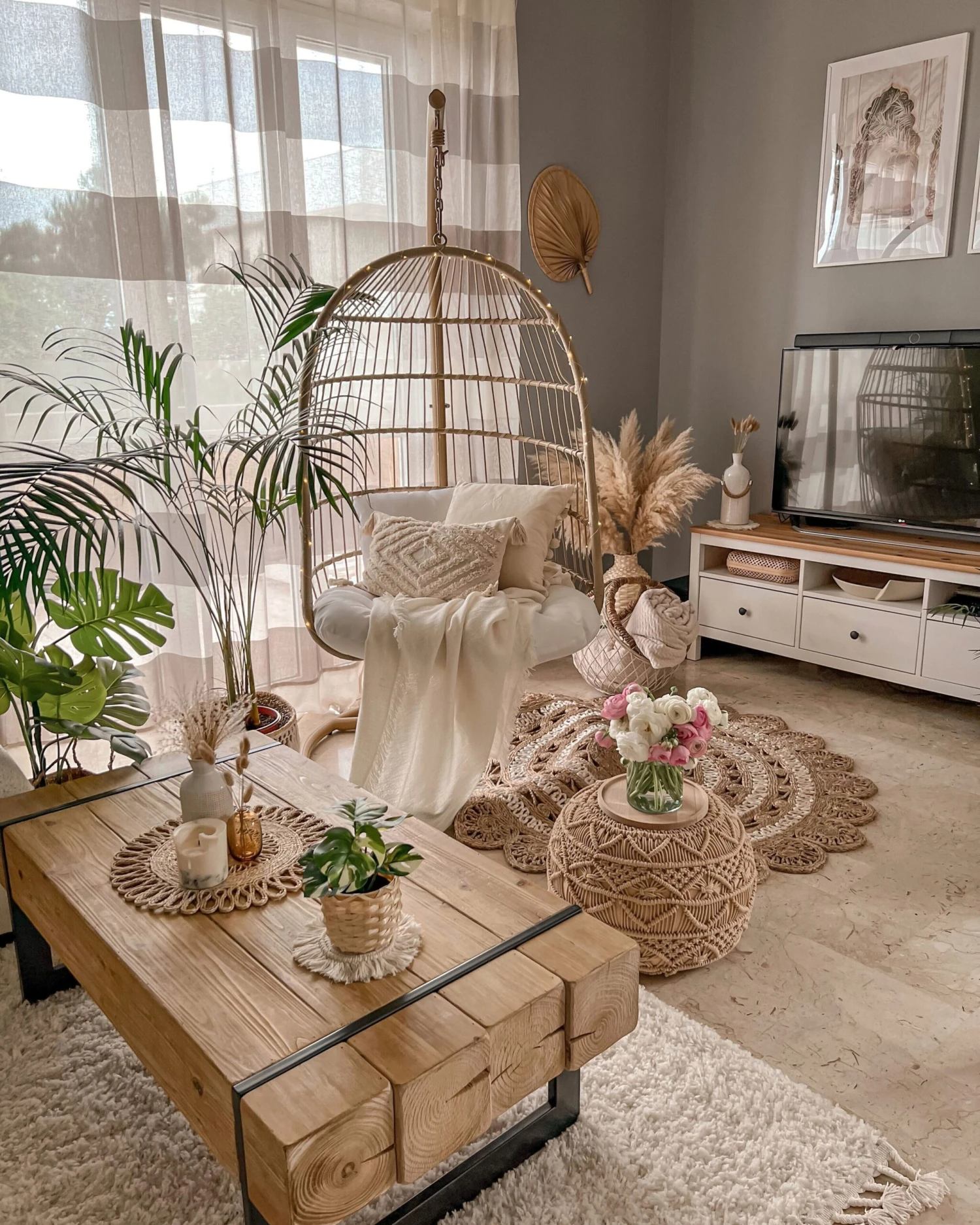 Hanging Chair With Stand Beige ALLERA 10 Hanging Chair With Stand Beige ALLERA - Image 8