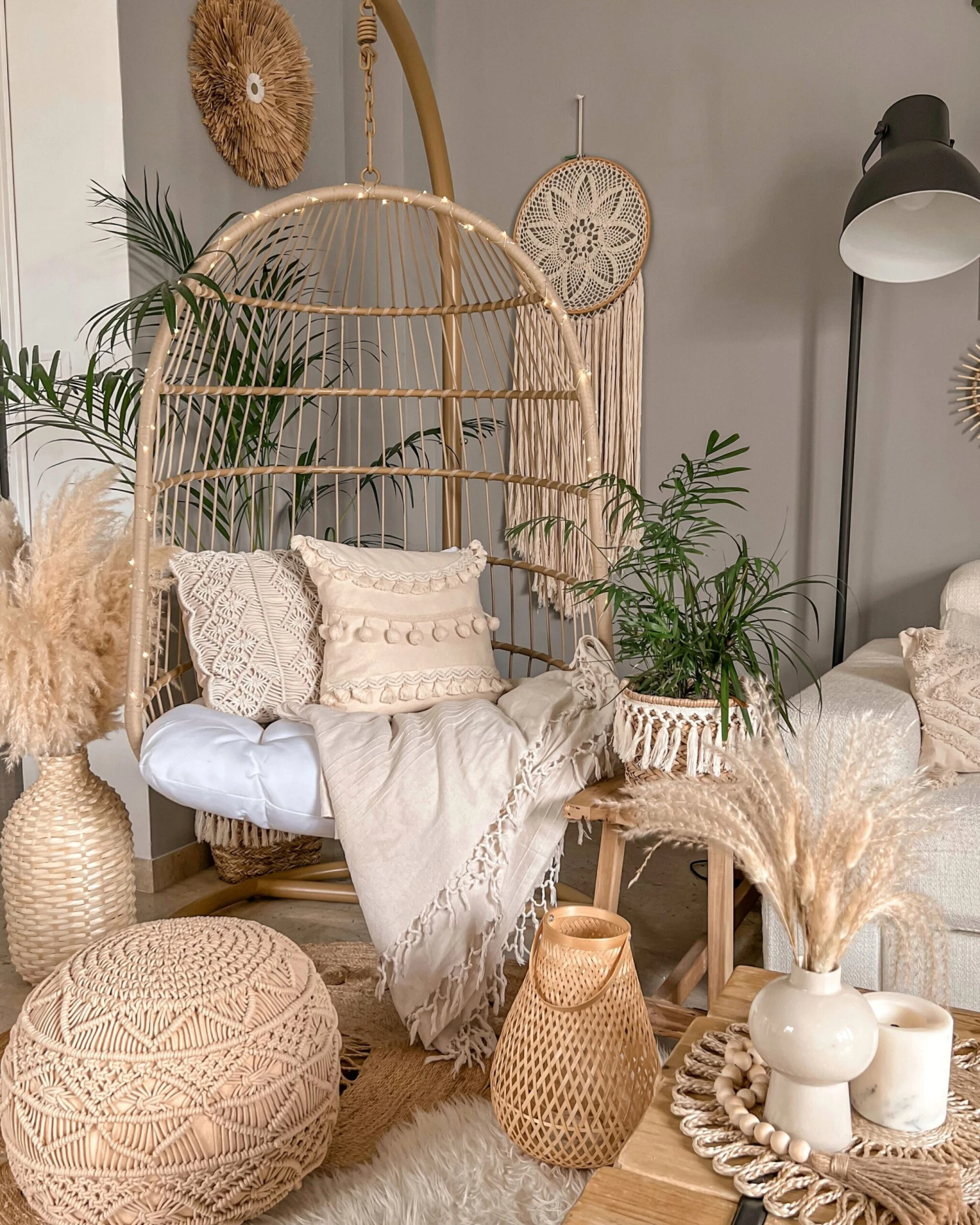 Hanging Chair With Stand Beige ALLERA 11 Hanging Chair With Stand Beige ALLERA - Image 9