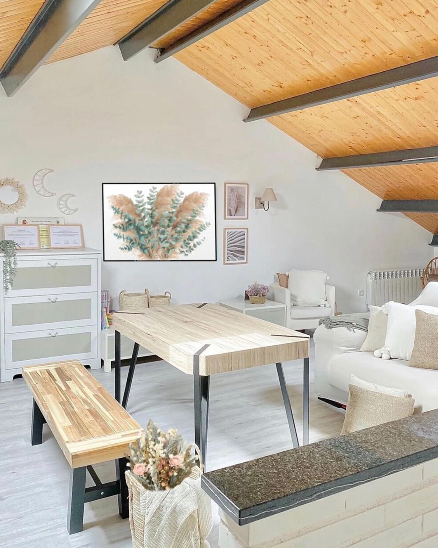 Dining Table 130 X 80 Cm Light Wood And Black CAMBELL - Image 3