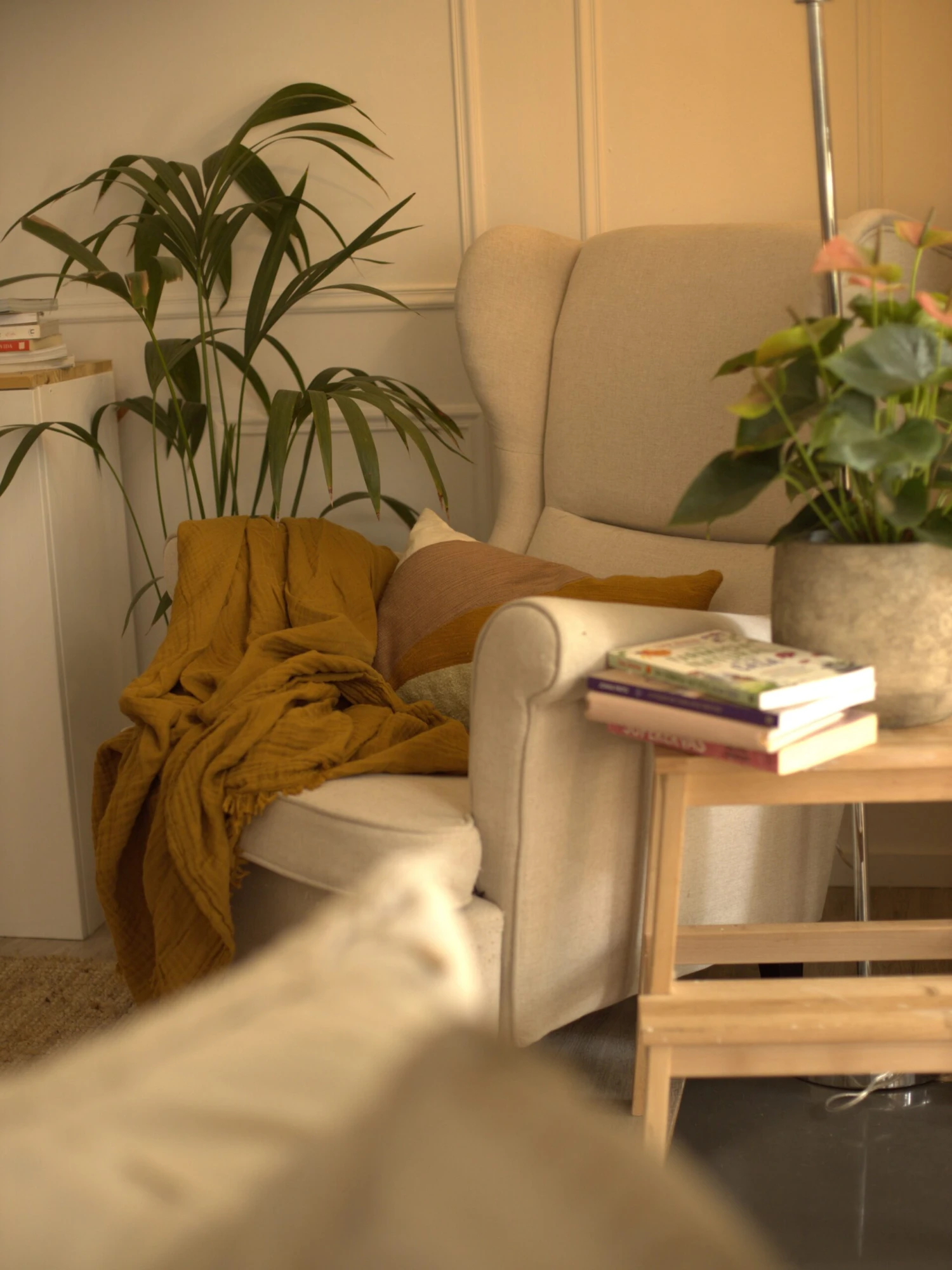 Fabric Wingback Chair Light Beige ABSON - Image 7