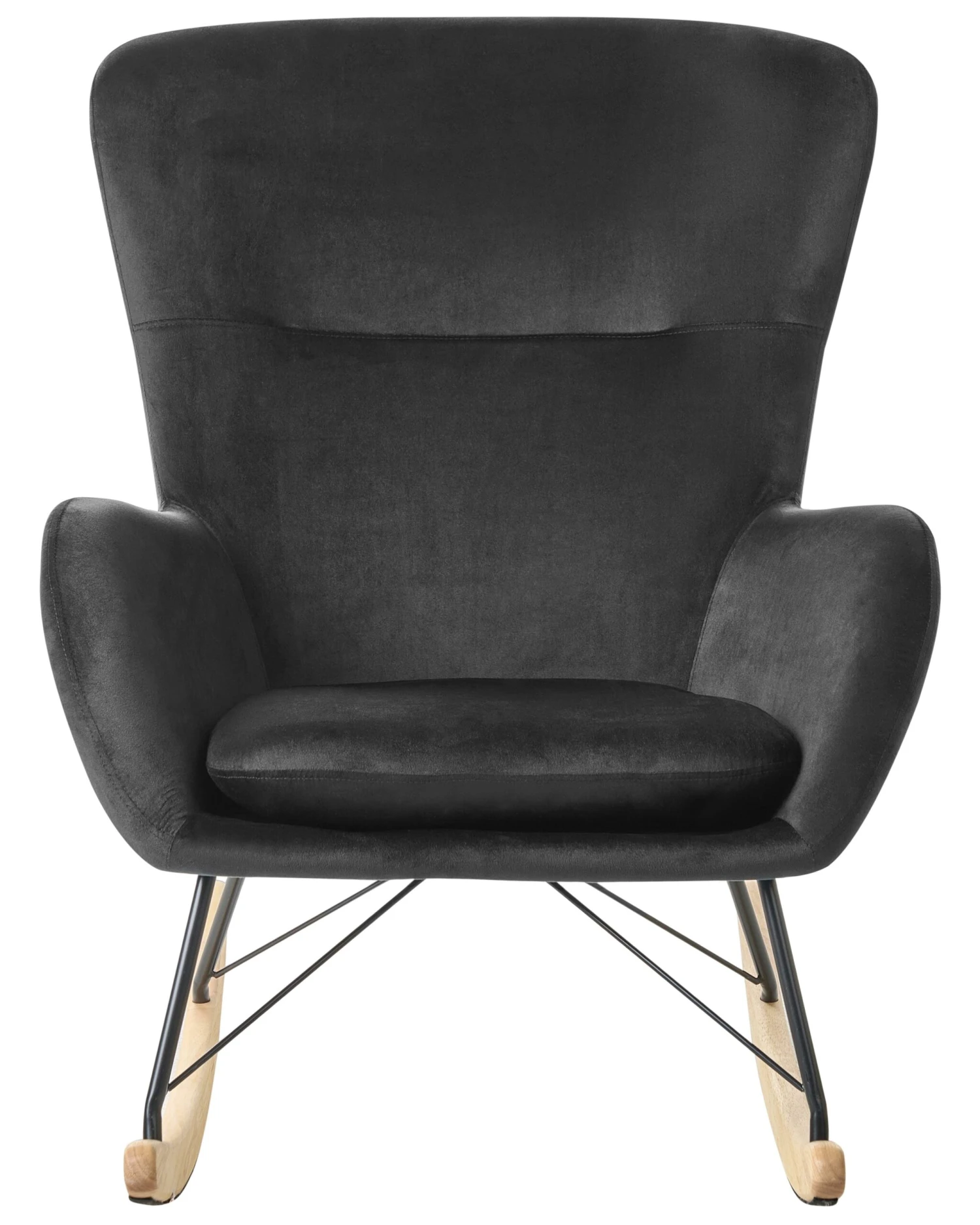 Velvet Rocking Chair Black ELLAN - Image 3