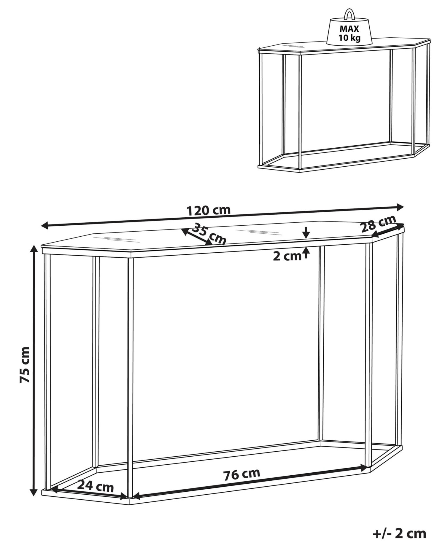 Glass Top Console Table Marble Effect White With Black PERRIN 9 Glass Top Console Table Marble Effect White With Black PERRIN - Image 7